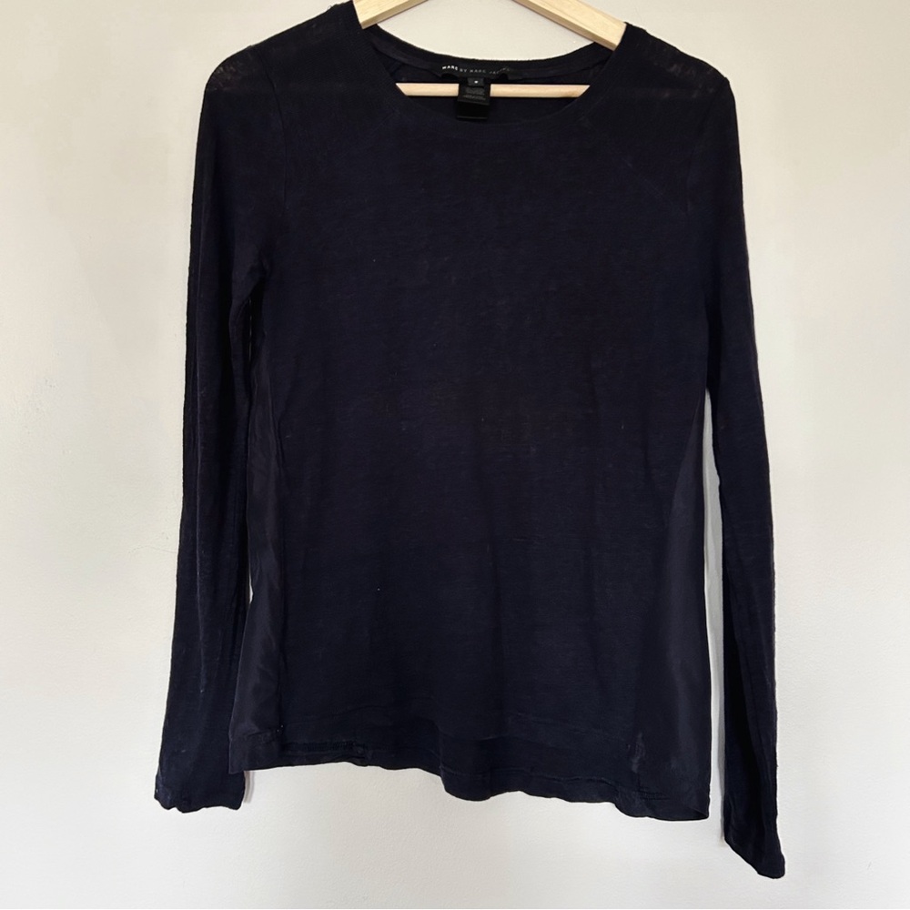 Marc Jacobs Navy Linen/Silk Long Sleeve